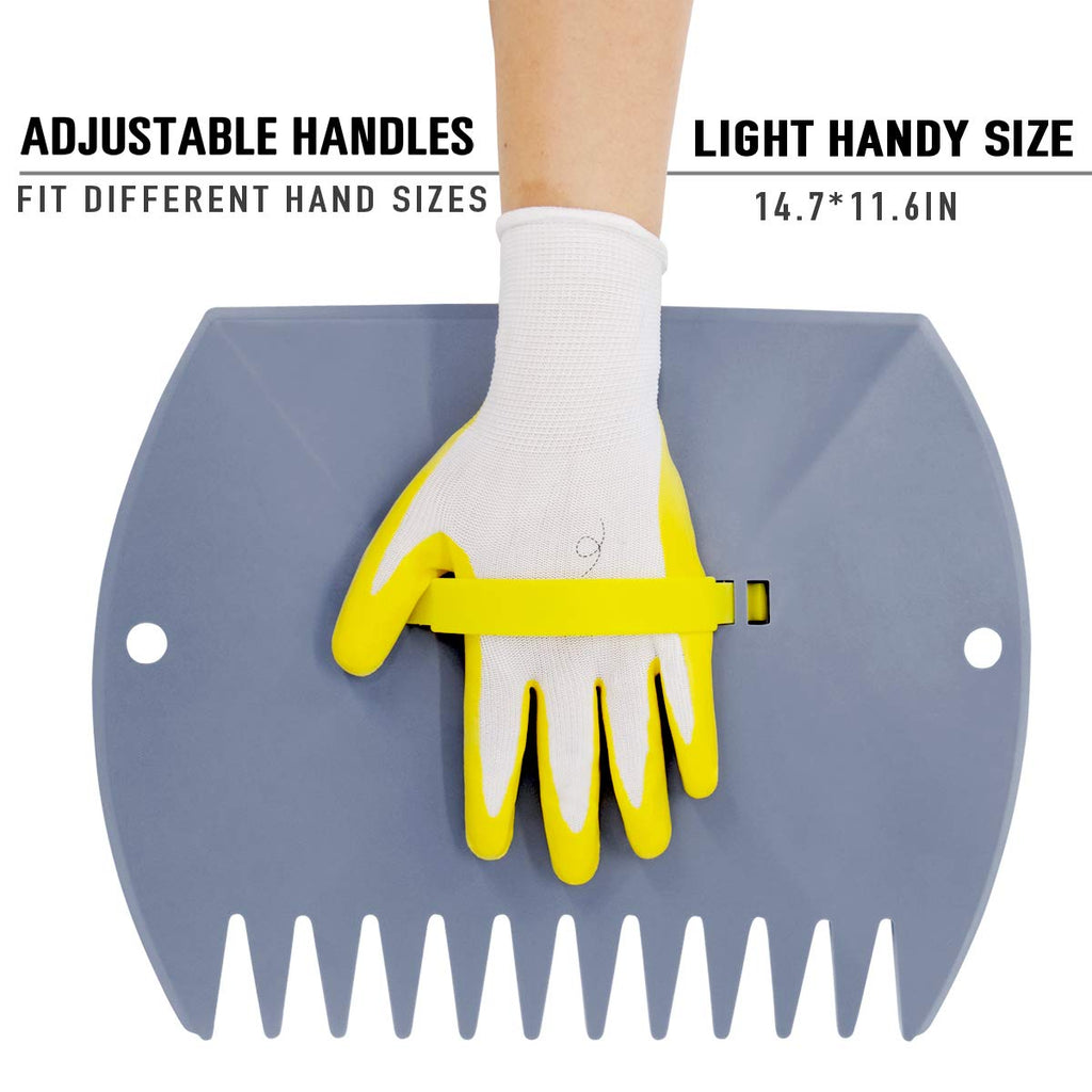 Jardineer Leaf Scoops Hand Rake, Lightweight Leaf Grabber,Grey Leaf Collector, Leaf Picker Upper for Leaves, Grass, Lawn Clippings, Twigs or Debris (2 Pack)