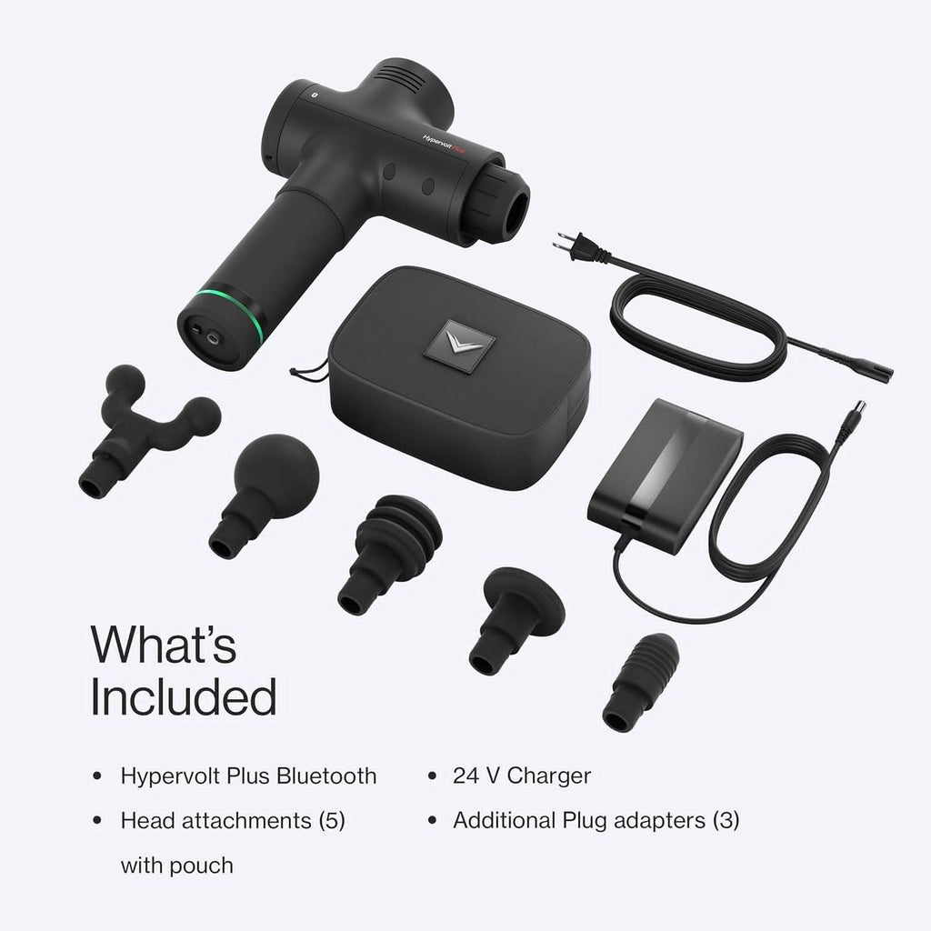 Hypervolt Plus, Featuring Quiet Glide Technology - Handheld Percussion Massage Gun | 3 Speeds, 5 Interchangeable Heads | Helps Relieve Sore Muscles and Stiffness (Hypervolt Plus w/Bluetooth)