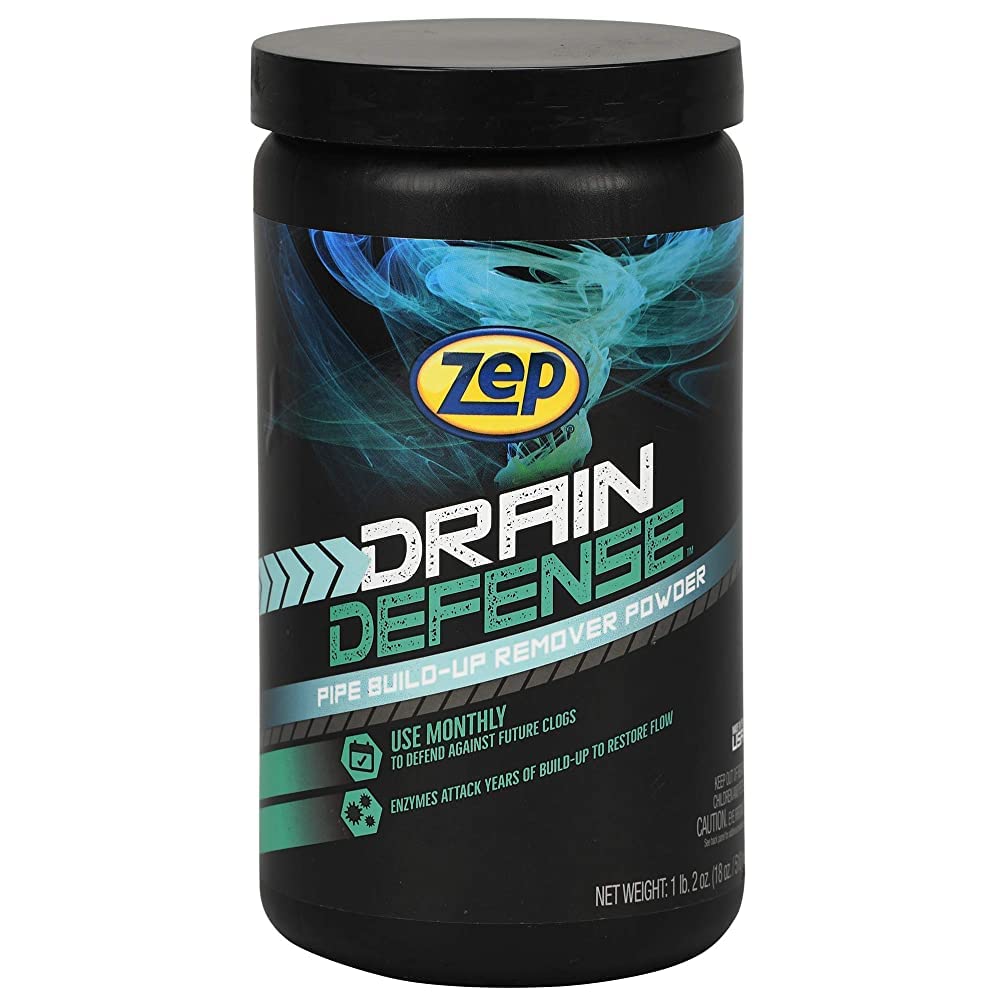 Zep Drain Defense Enzymatic Cleaner Powder - 18 oz (Case of 2) ZDC16 - Safe for Pipes and Septic Systems