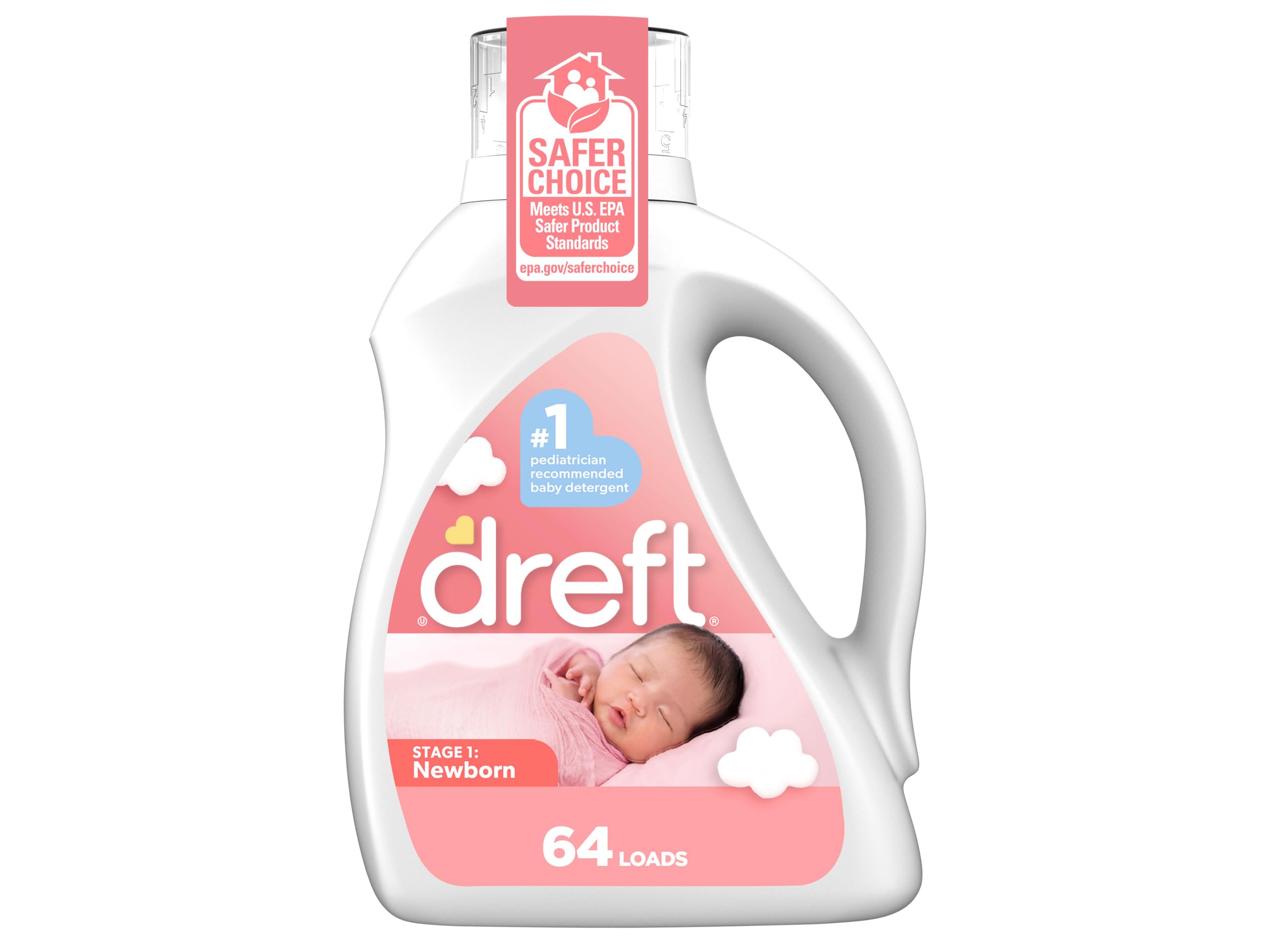 Dreft Stage 1 Newborn Baby Liquid Laundry Detergent, Gentle on Sensitive Skin, HE Compatible, 64 loads