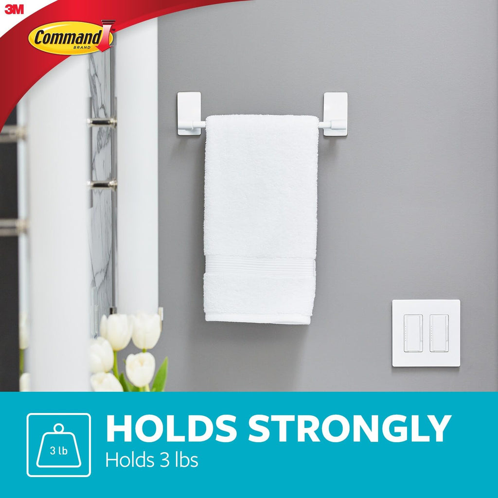 Command Hand Towel Bar Matte Black with Water Resistant Strips, Bathroom Decor, 9 in Bar Length Holds up to 3 lbs