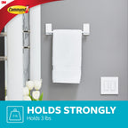 Command Hand Towel Bar Matte Black with Water Resistant Strips, Bathroom Decor, 9 in Bar Length Holds up to 3 lbs