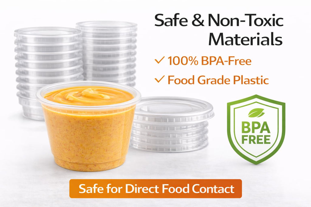 5.5 oz Clear Plastic Souffle Cups, BPA Free Portion Cups with Lids, 50 Sets