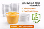 5.5 oz Clear Plastic Souffle Cups, BPA Free Portion Cups with Lids, 50 Sets