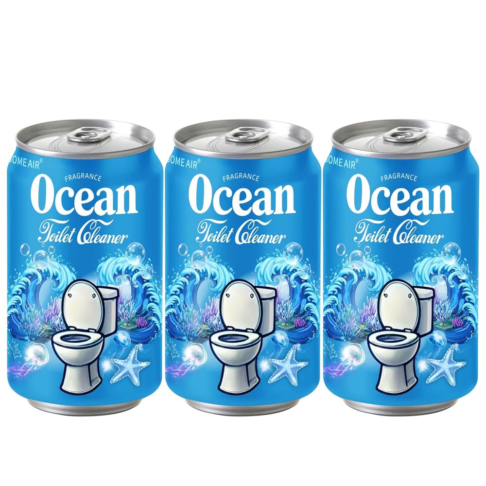 CloudMades Beverage can Toilet Bowl Cleaner,Septic Toilet Bowl Tablets in Bottles, Automatic Long-Lasting Toilet Cleaner Bottle,Powerfully Cleans and Prevent Stain Build Up (3PCS, Ocean Scent)