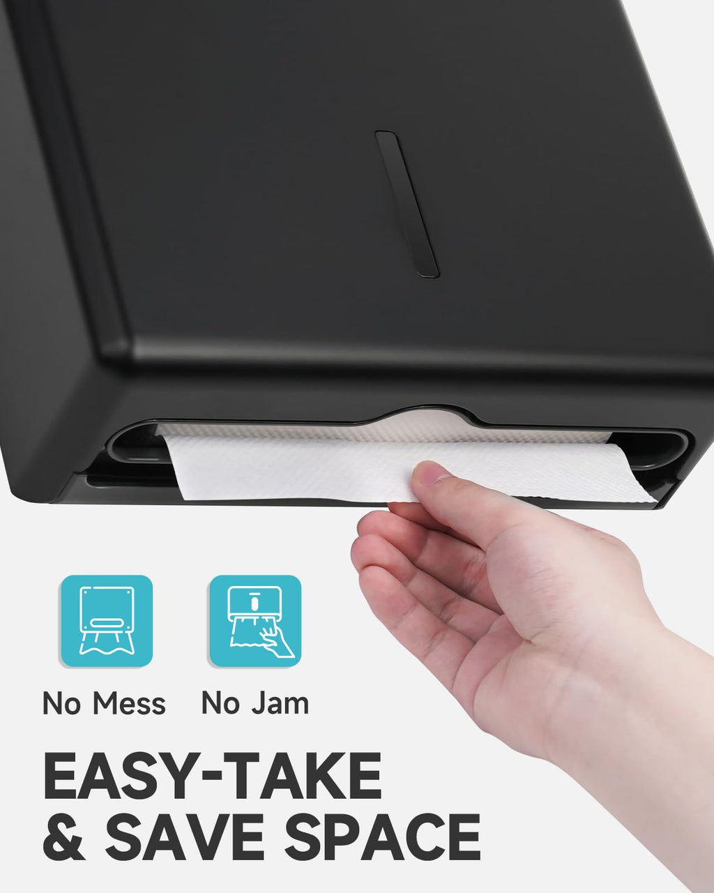 AIKE 400 Sheets Wall Mount Paper Towel Dispenser,Fit Multifold Paper,Black