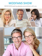 MODFANS Women Reading Glasses 4Pack Large Round Frame Readers Spring Hinges with 4 Pouch