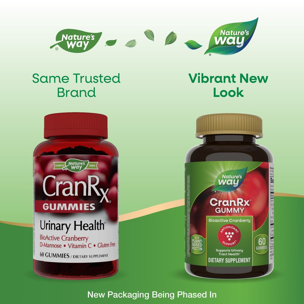 Nature's Way CranRx Gummy Urinary Health BioActive Cranberry + D-Manonse + Vitamin C, 60 Gummies