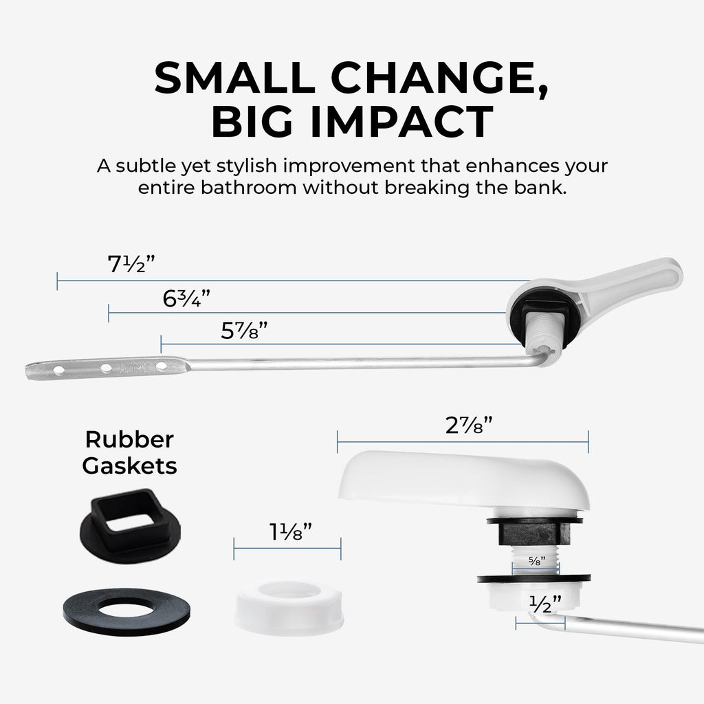 Qualihome White Finish Front Mount Toilet Handle Replacement Kit, Universal Toilet Tank Flush Lever Fits Most Standard Front-Mount Toilet Tanks