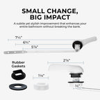 Qualihome White Finish Front Mount Toilet Handle Replacement Kit, Universal Toilet Tank Flush Lever Fits Most Standard Front-Mount Toilet Tanks
