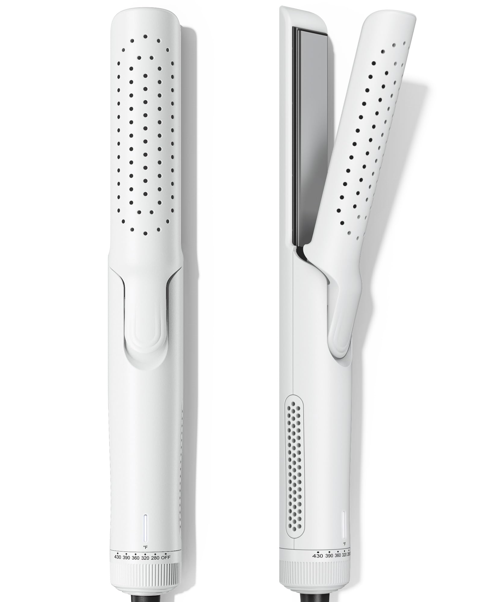 VAVOOV Pro Airflow Styler, Hair Straightener and Curler 2 in 1 with 360° Vented Cool Air for Long-Lasting Curls, 1 Inch Ceramic Flat Iron, Dual Voltage, White