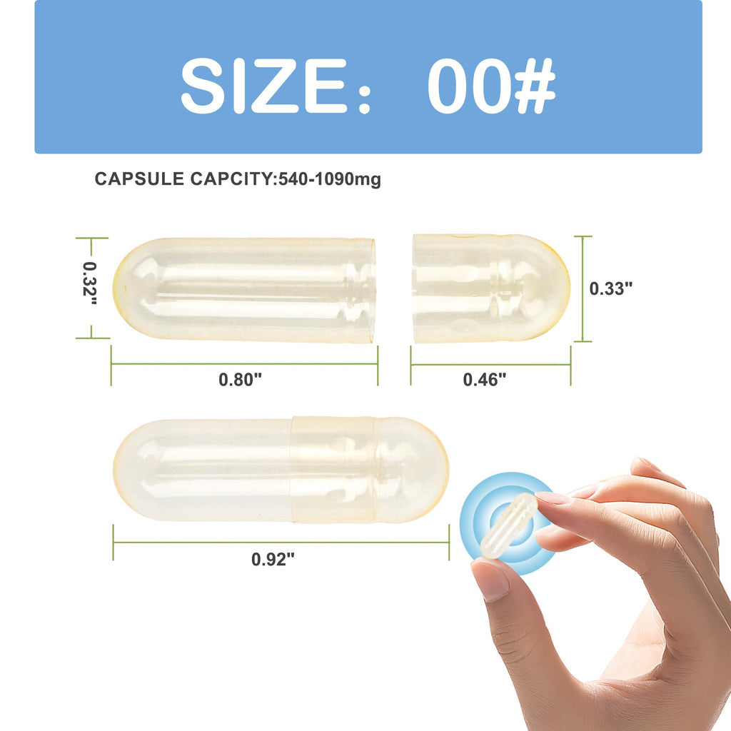 VGTPC Size 00 Empty Gelatin Capsules Separated - 5000 Count Clear Gel Pills DIY Caps Fillable Empty Pill Capsule Supplement Filling