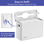 Stardrix Countertop Paper Towel Dispenser, White Hand Towel Holder for Multifold/C-Fold/Z-Fold Towels, Spring Loaded Single Sheet Dispensing, Non-Slip Base, Compact Design for Home or Commercial