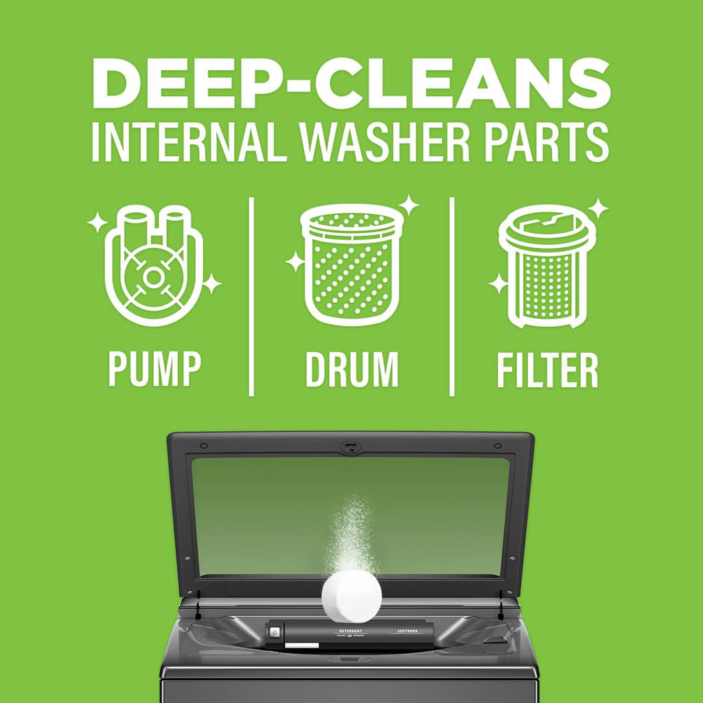 Affresh Washing Machine Cleaner, Helps Power Away Odor Causing Bacteria & Grime Deep Inside Pump, Valve & Hoses, 6 Time Release Tablets, 6 Month Supply