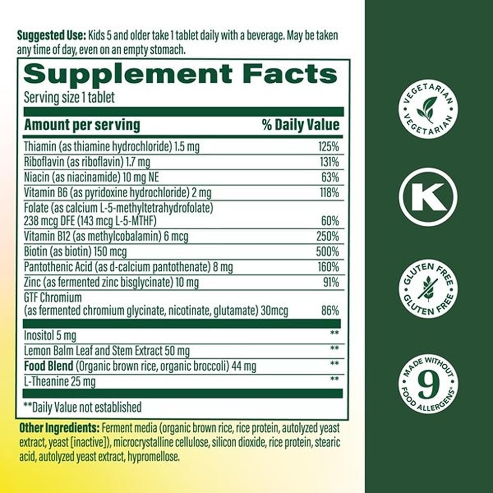 MegaFood Kids Vitamin B Complex – with Vitamin B12 & B6, Folate, Biotin, Zinc, Lemon Balm, L Theanine & More, Supports Cellular Energy Metabolism, Vegetarian, Gluten Free – 90 Mini Tablets