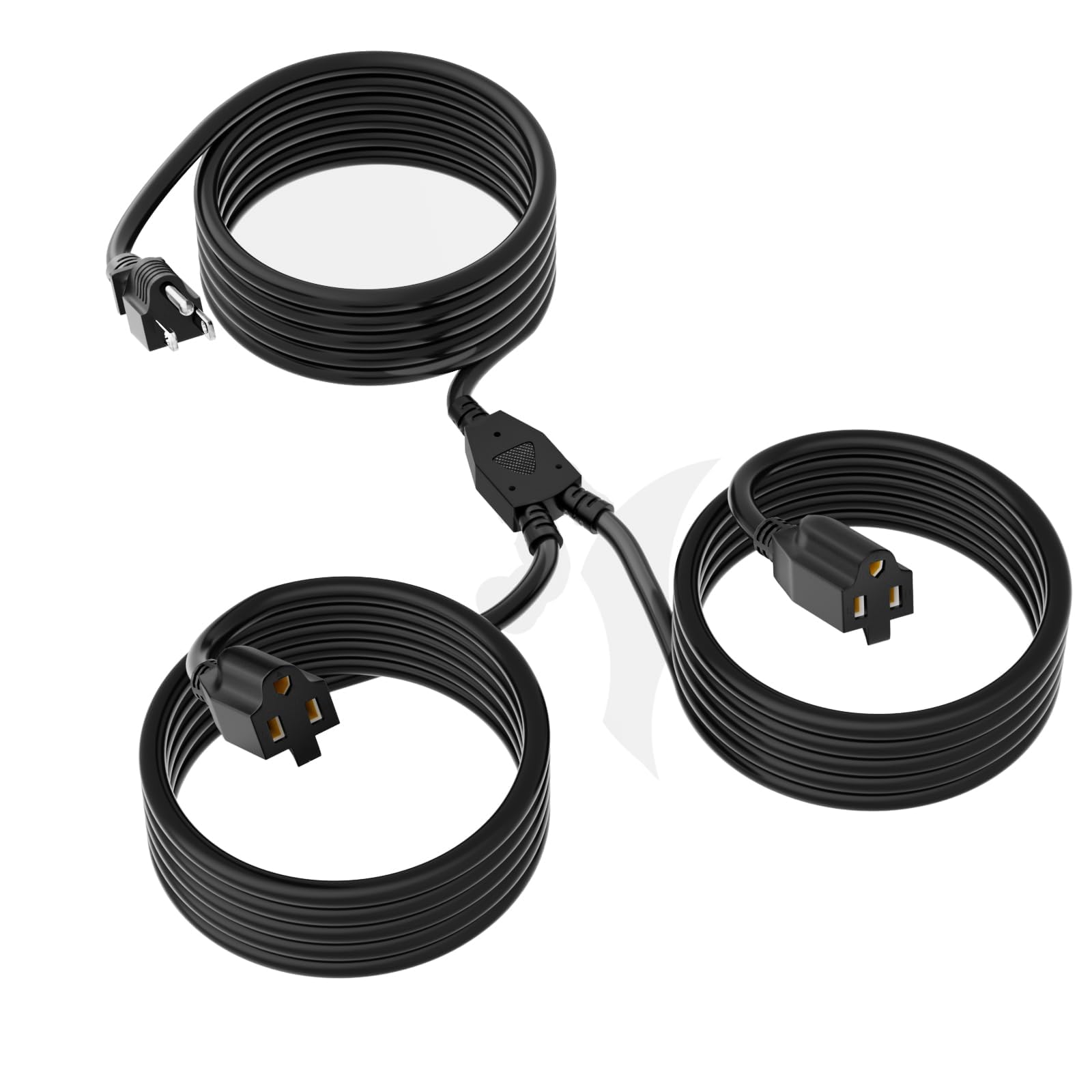 2 Way Power Extension Cord Splitter 30 Ft Total (18+6+6)-3 Prong 1 to 2 Extension Cord Cable Y Splitter-Outlet Adatper-SJTW Outdoor for Halloween Christmas Lighting Landscaping-16AWG 13A 125V-UL-1T2
