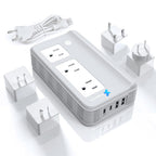 Mapambo Voltage Converter US to Europe for Hair Straightener and Curling Iron, 220V to 110V Converter for European Travel, European Travel Plug Power Adapter C A G I with 35W Fast Charging (Gray)