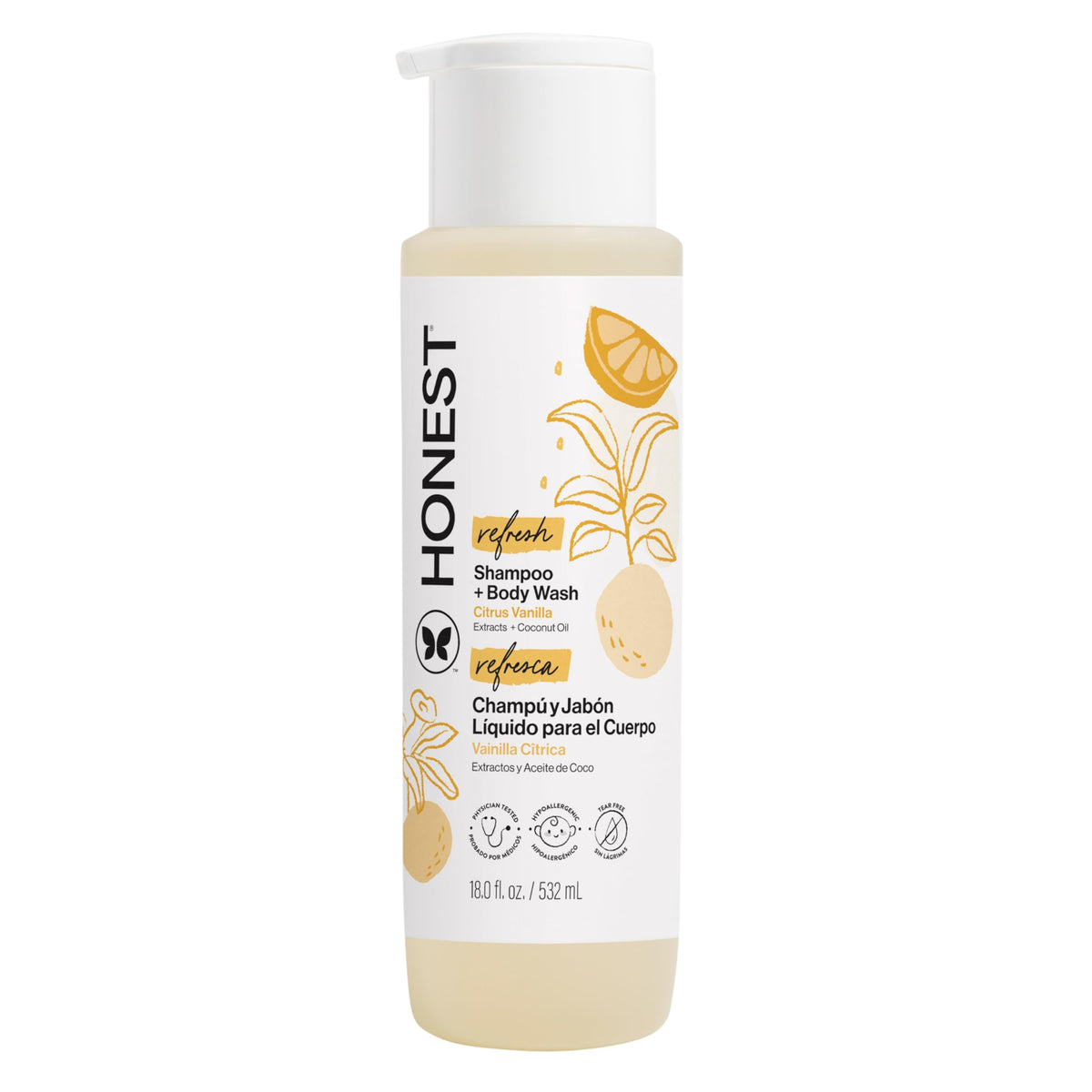 The Honest Company Shampoo & Body Wash, Citrus Vanilla Refresh, 18 fl oz