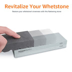 Amazon Basics Whetstone Knife Sharpening Stone Set, Double-sided 400/1000 and 3000/8000 Grit Stones, Flattening Stone with Angle Guide, Non-Slip Bamboo Base, 3 Count, Black & Grey