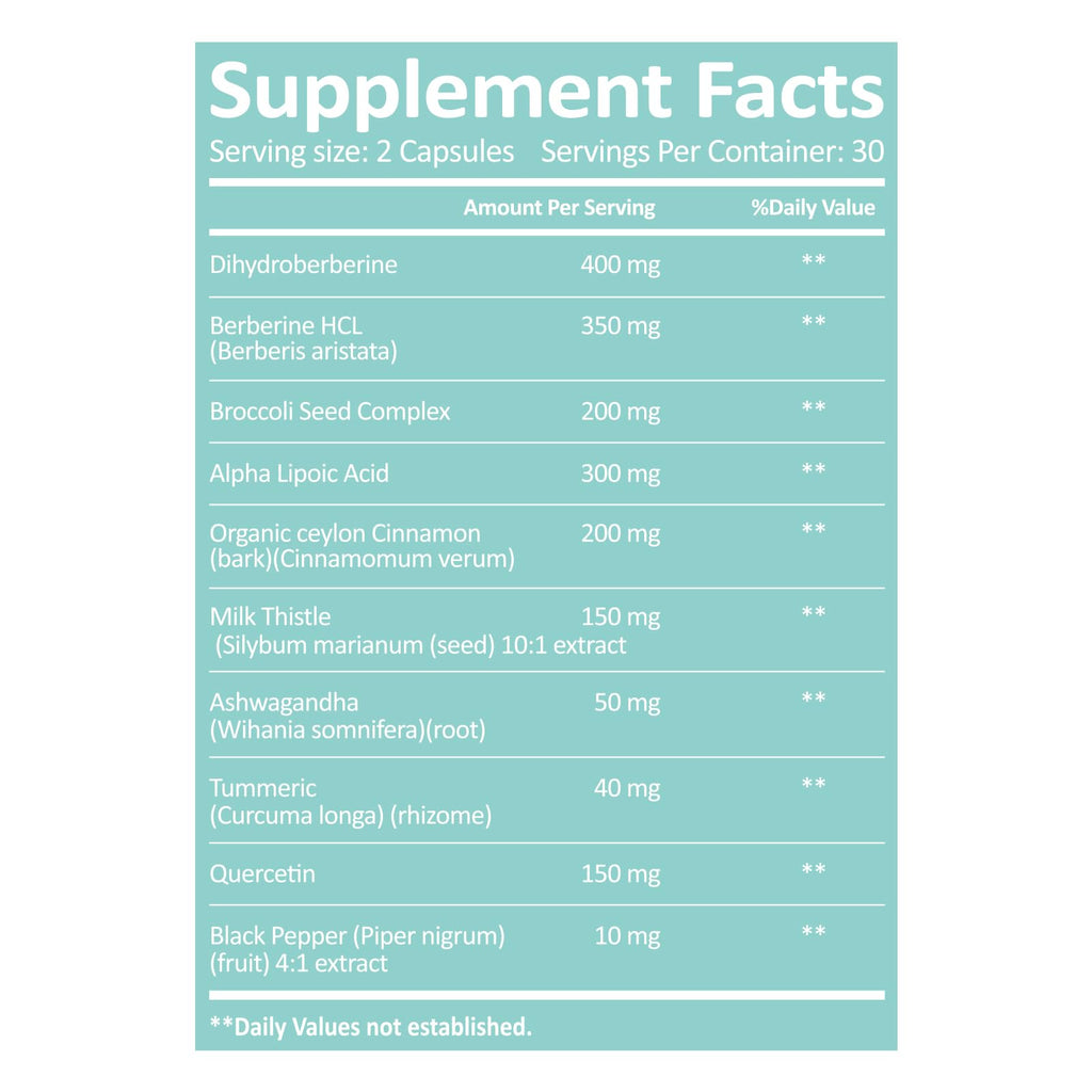 Dihydroberberine Supplement HCl 750mg – Enhanced Absorption Complex with Ceylon Cinnamon, Bitter Melon, R‑ALA, Milk Thistle – Supports Metabolism, Heart & Immune Health – 180 Capsules