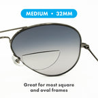 StickTite Lenses Medium 32mm (Single Pack) - Stick-on bifocal lenses - Instantly convert sunglasses into magnified, bifocal sunglasses. Reusable lenses (Clear (1 Pair), 1.5, Diopters)