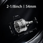 Mollom (2-1/8''|54mm) Heavy Duty Carbide Hole Saw with 2 Pilot Drill Bits, Hole Cutter cuts Stainless Steel, mild Steel, Iron, Copper, Brass, Plastic