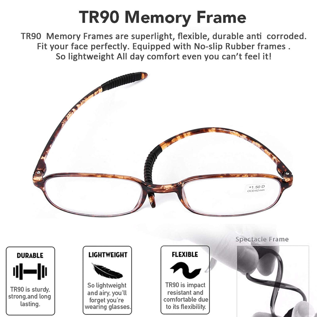 AQWANO 4 Pack Computer Reading Glasses Blue Light Blocking Lightweight TR90 Flexible Frame UV Protection Readers for Women Men +2.5