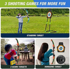 2 Pack Bow and Arrow for Kids, LED Light Up Archery Set with 24 Suction Cup Arrows, 1 Standing Target, 6 Score Targets & 2 Quiver, Indoor Outdoor Sport Gifts for Boys Girls Ages 4-8