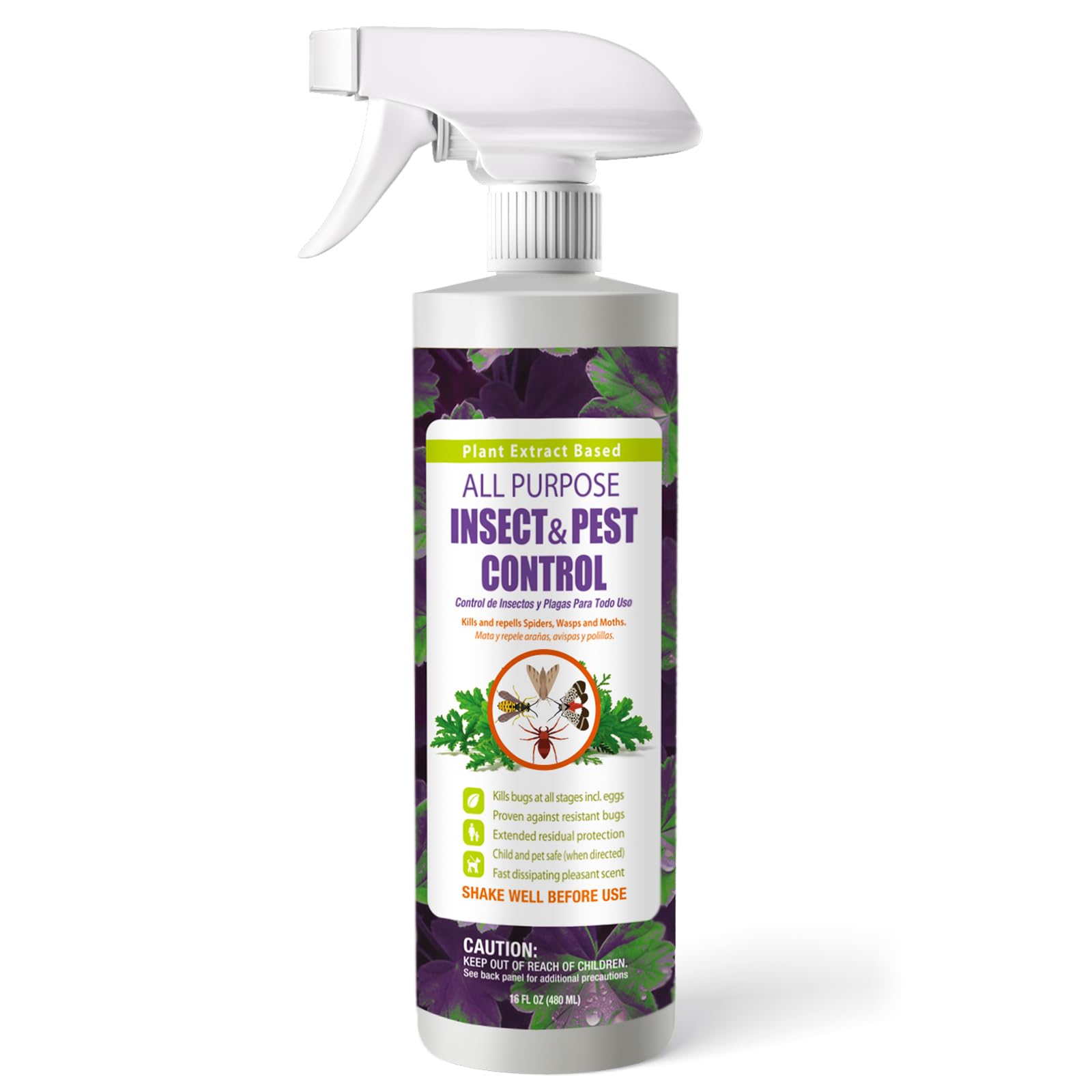 EcoVenger by EcoRaider All Purpose Insect Control 16 oz, Fleas, Fruit Flies, Gnats, Moths, Roaches, Spiders, Fast Kill, Lasting Prevention, Kill Eggs, Plant Extract Based & Non-Toxic, Child & Pet Safe