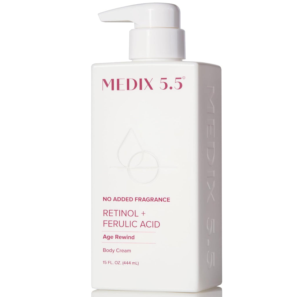 MEDIX Fragrance Free Retinol Face Moisturizer & Body Lotion Crepey Skin Care Treatment | Anti Aging Firming Retinol Cream For Face Targets Loose Crepe Skin, Wrinkles, & Fine Lines, 15 Fl Oz