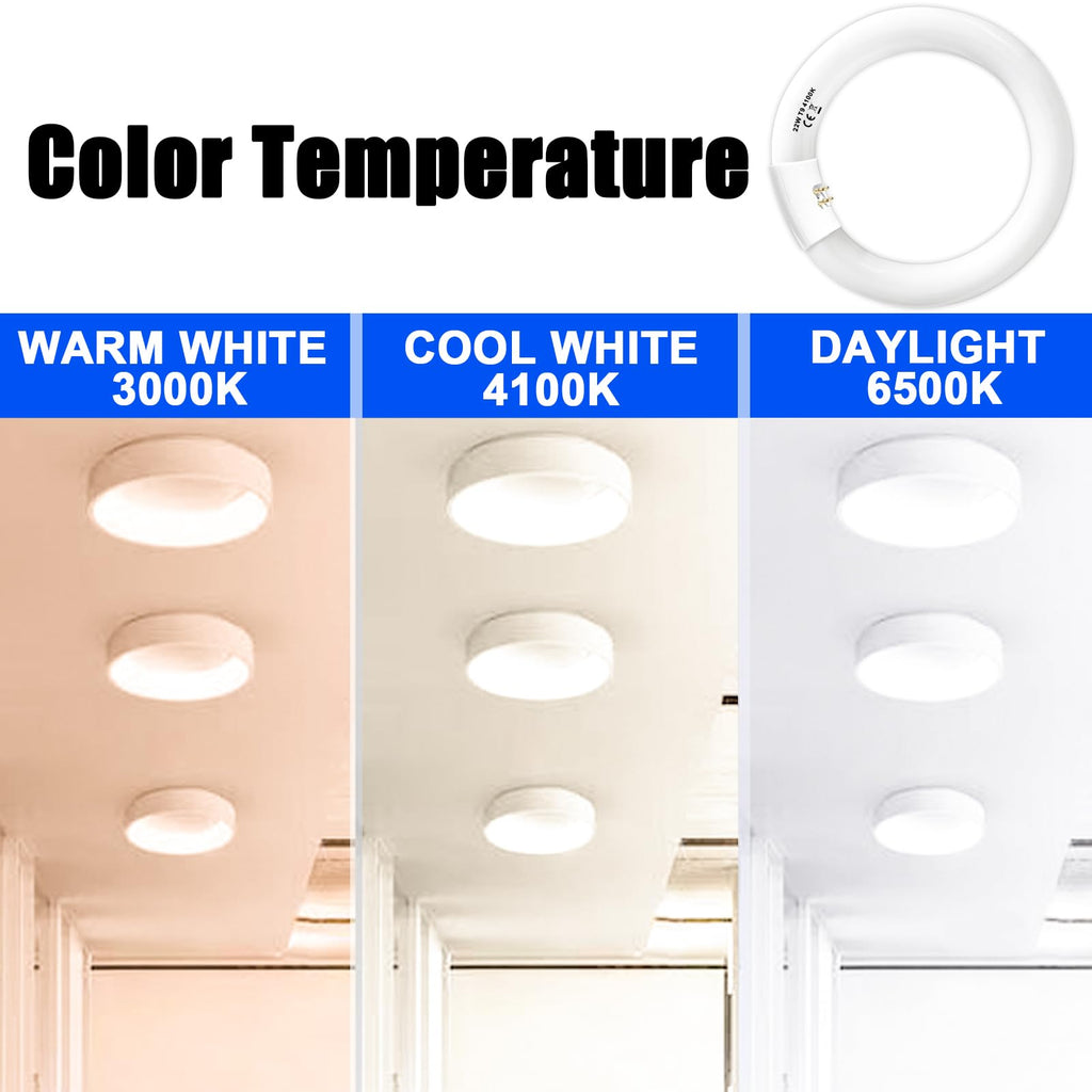 Celiwace FC8T9/CW 22W and FC12T9/CW 32W Cool White Set, 8 inch T9 22 Watts Circular Light Bulbs, 12 inch 32 Watts Circline Fluorescent Bulb Round Ring Bulb CRI 80, G10q Prong