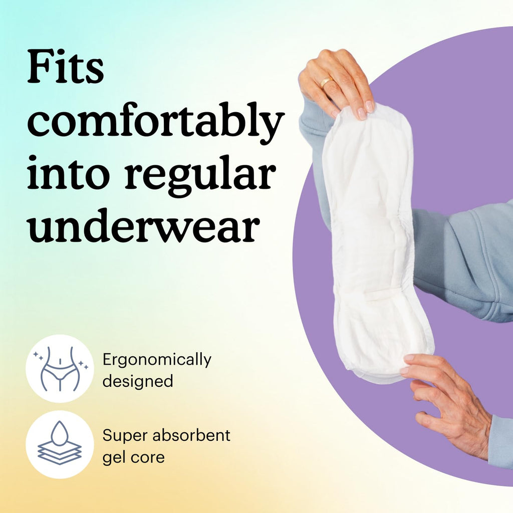 Because Overnight Incontinence Pads for Women – Moderate-to-Heavy Absorbency for Nighttime Use, Long-Length Protection, 20 Count, New Version