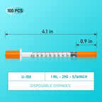 1ml 29G 5/16" (8mm) Syring, Pack of 25