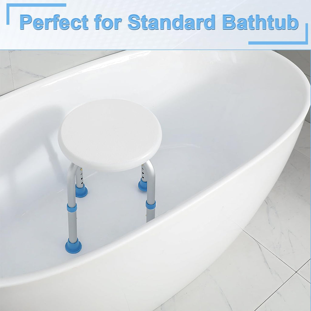 SOUHEILO Adjustable Shower Chair for Inside Shower, HSA/FSA Eligible Round Shower Stool for Inside Bathtub, Tool-Free Shower Seat for Elderly/Senior/Disabled/Pregnant