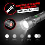 GearLight S2000 LED Rechargeable Flashlight High Lumens - Super Bright, Powerful, Mid-Size Tactical Flashlight for Outdoor Activity & Emergency Use