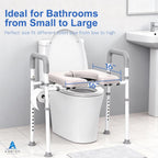 Raised Toilet Seat with Handles - Width & Height Adjustable Toilet Seat Risers for Seniors, Heavy Duty Handicap Toilet Riser, Fit Any Toilet, Up to 400lbs