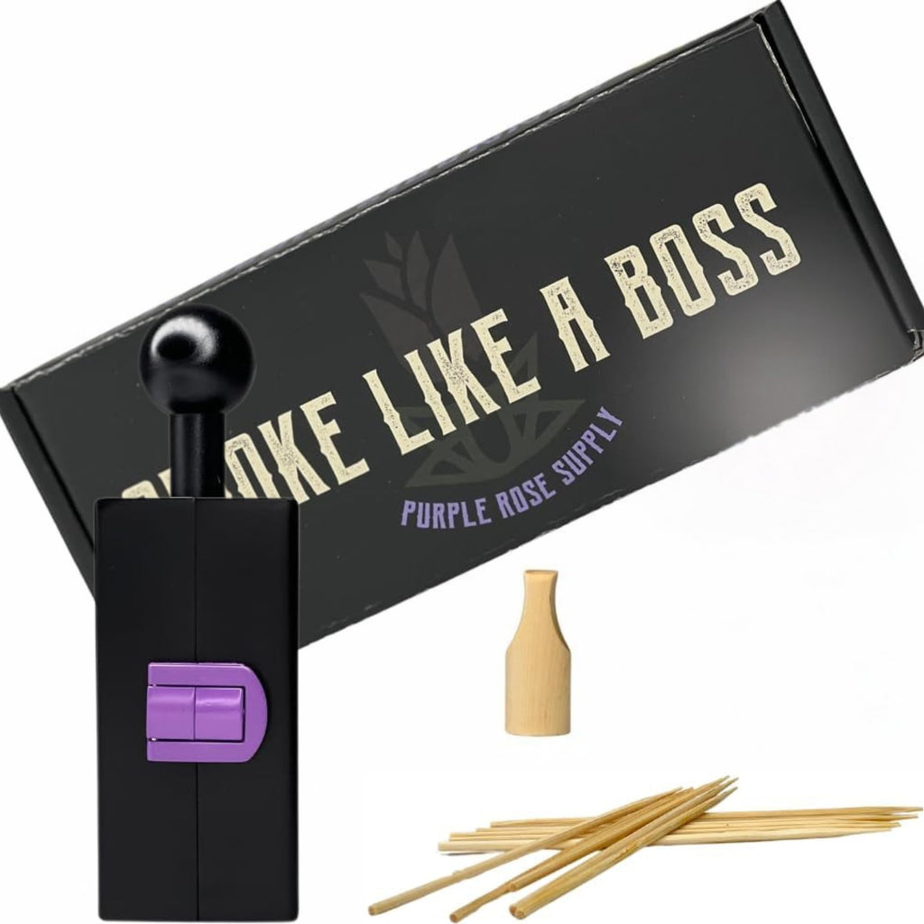 Purple Rose Supply Cigar Mold – 3.5-7g Small Size Cigar Roller with Skewers, Wooden Tip, Funnel – 3 Hours Burn Time Rolling Kit – Compact and Lightweight – Travel Friendly