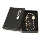HZMAN Brass Virgin Mary Cross Rosary Bead Bracelet for Women