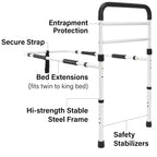 Vaunn Medical New Adjustable Bed Assist Rail Handle (Passed ASTM F3186–17 Safety Standard) and Hand Guard Grab Bar, Bedside Safety and Stability (Tool-Free Assembly)