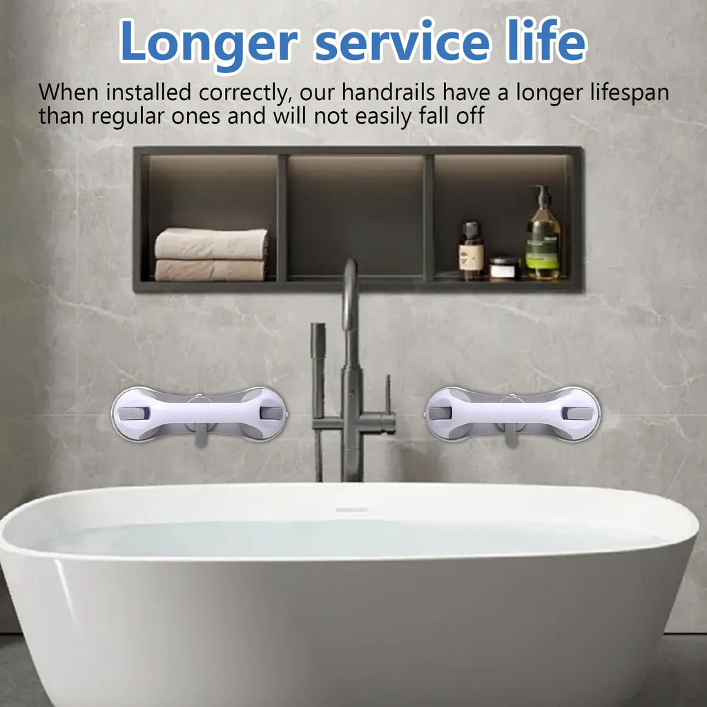 2-Pack Grab Bars for Shower :3 Strong Suction Cups, No-Drill Removable Safety Handrails for Seniors, Elderly and Disabled – Waterproof Bathroom Shower Handle for Toilet, Tub and Shower