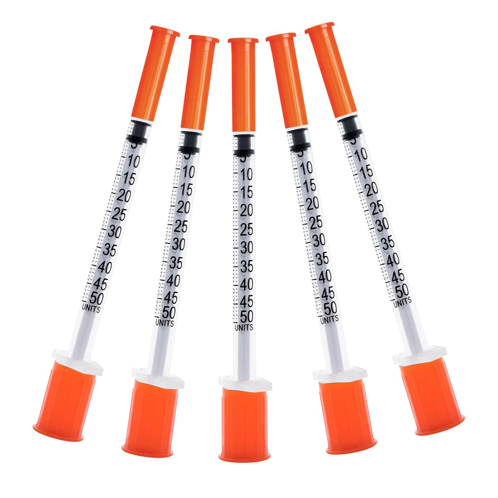 U-100 31G 0.5cc 1/2 Inch (13mm) Syringes, Individually Wrapped Pack of 100