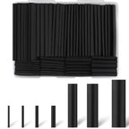 Rindion 127PCS Heat Shrink Tubing Kit, 2:1 Shrink Ratio, Marine Grade Industrial Heat Shrink Tubing, Long Lasting Insulation Wire Shrink Wrap Tubing- Black