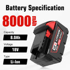 4 Pack 8.0Ah Extended Runtime Battery Replacement for Milwaukee 18V Battery