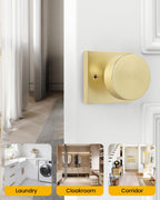 Goldenwarm 4 Pieces Brushed Gold Dummy Door Knobs Inactive Half Dummy Door Knob Brushed Brass No-Turning Door Dummy Knob for Closet Doors, Zinc-Alloy(2 Pack)