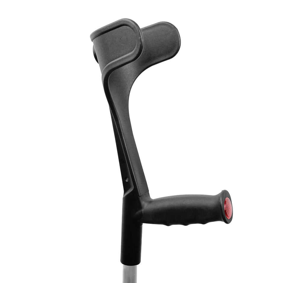 PEPE Mobility Forearm Crutches for Adults (x2 Units) Open Cuff, Adjustable Height, Aluminium, Lightweight Elbow Crutches, Black, Made in Europe