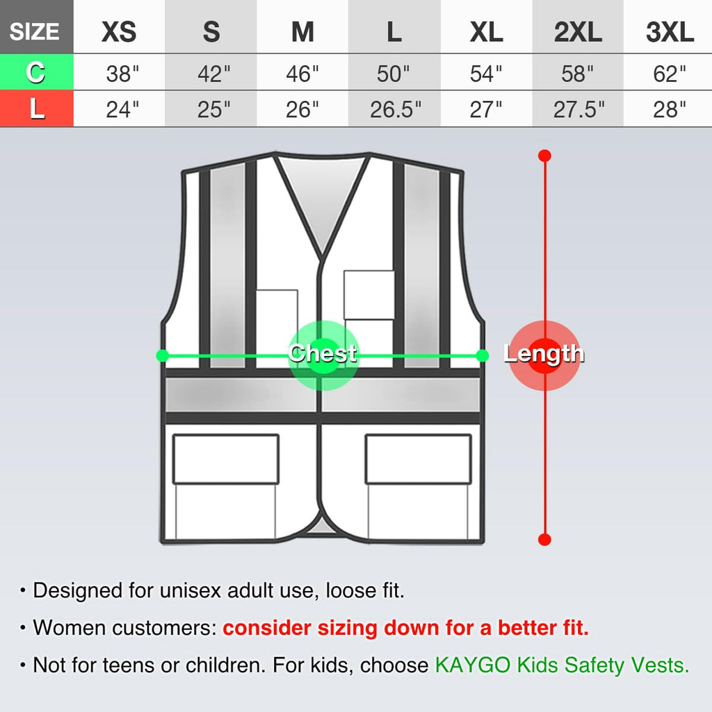 KAYGO Safety Vest with Pockets - High Visibility Reflective Vest ANSI Class 2 Construction Vest (Type R, Not FR) KG0100 (2XL, Sky Blue, 1 Pcs)