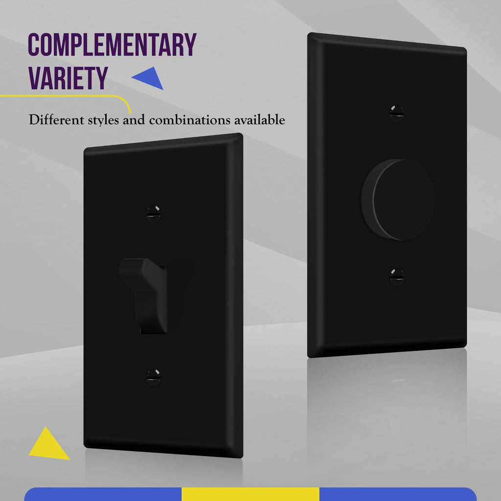 ENERLITES Toggle Light Switch Wall Plate, Gloss Finish, Standard Size 1-Gang 4.50" x 2.76", Unbreakable Polycarbonate Thermoplastic, 8811-BK-20PCS, Black (20 Pack)