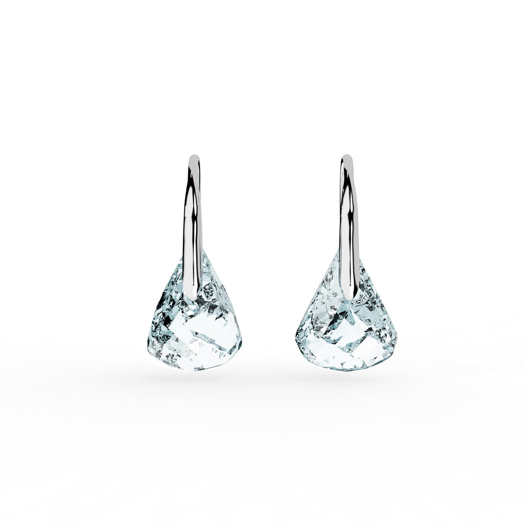 Swarovski Lunar drop earrings, Blue, Rhodium finish
