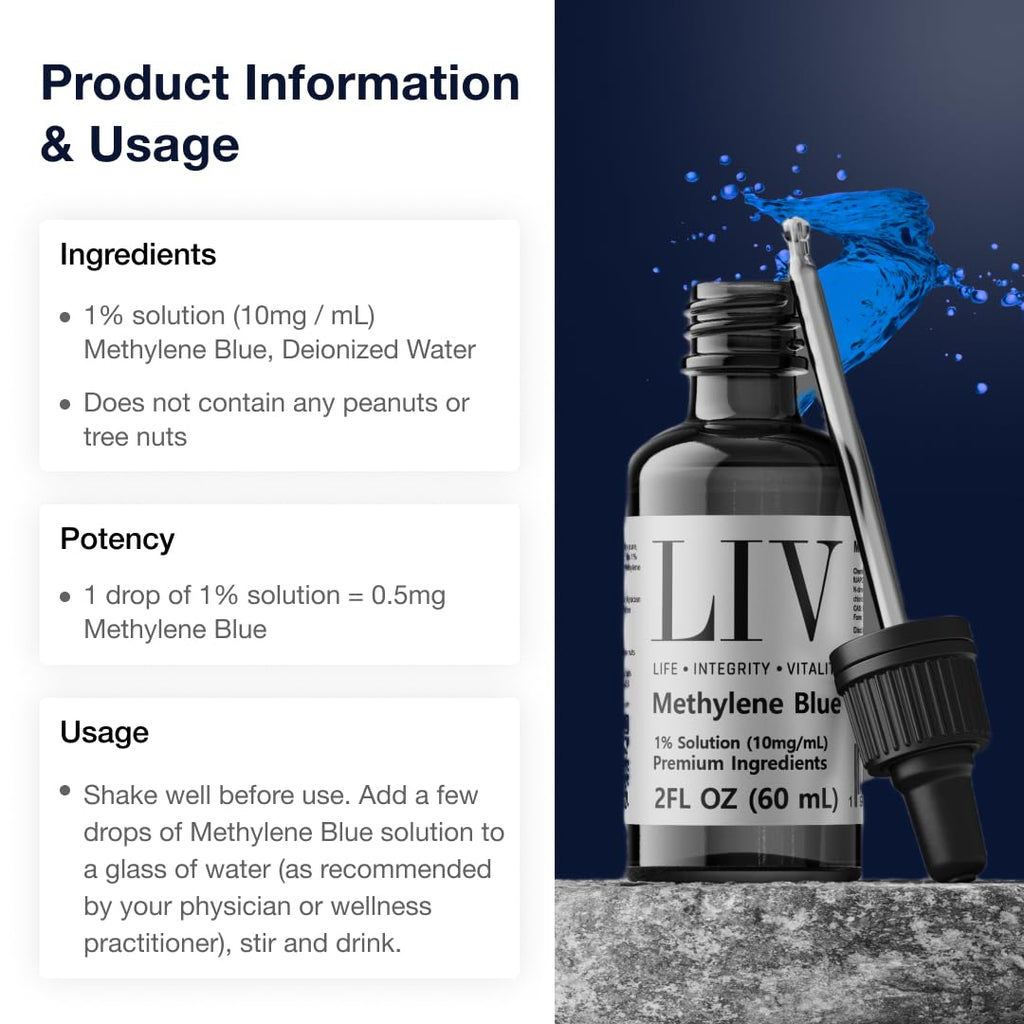 Pharmaceutical Grade Methylene Blue Liquid - 60ml - Premier Methylene Blue Supplement for Advanced Wellness