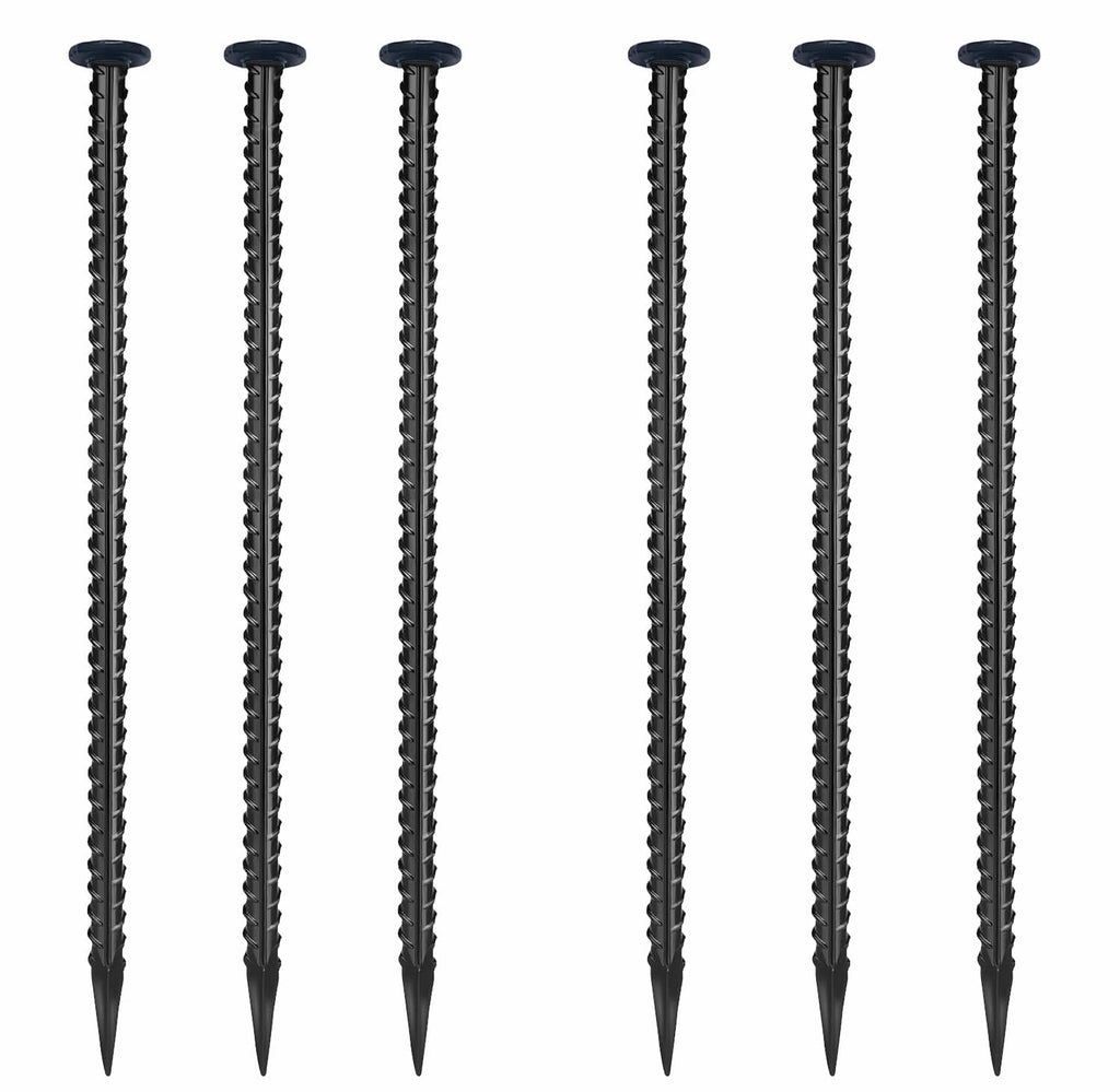 16" Galvanized Rebar Stakes 6 Pack,1/2" Diameter Heavy Duty Ground Anchors